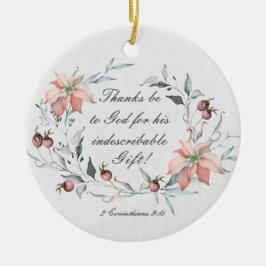 Ornamento De Cerâmica 2 Corinthians 9:15 Obrigados para Deus, Natal