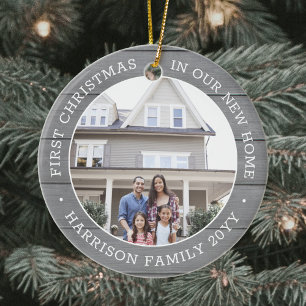 Ornamento De Cerâmica 2 Fotografia Primeiro Natal Nova Cinza doméstica F