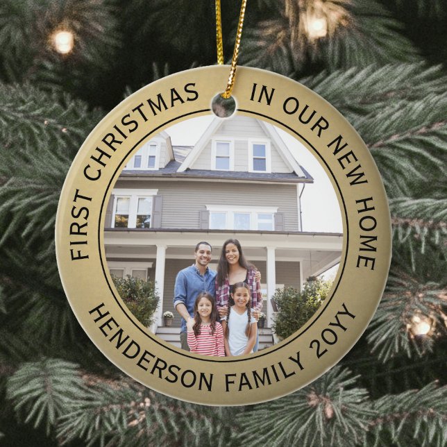 Ornamento De Cerâmica 2 fotos do primeiro Natal Novo Preto Preto Preto P (Criador carregado)