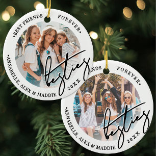 Ornamento De Cerâmica 2 Fotos Personalizadas das Melhores Amigas