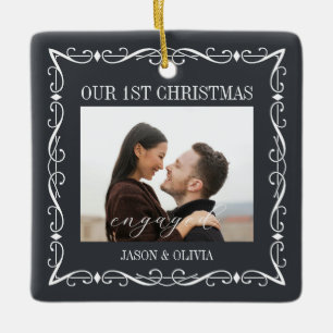 Ornamento De Cerâmica 2 Fotos Quadro Ornamental Primeiro Natal Envolvido