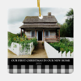 ORNAMENTO DE CERÂMICA 2 FOTOS XMAS NOVO NATAL DE XADREZ BUFFALO DOMÉSTIC