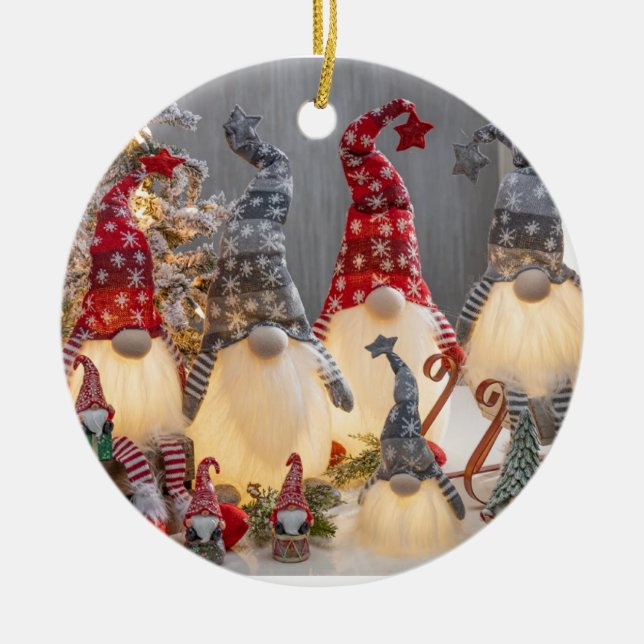 ORNAMENTO DE CERÂMICA "2 SENHORAS, IVY E HOLLY DO OUTRO LADO! (Frente)