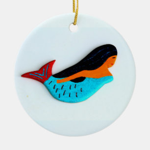 Ornamento De Cerâmica 2 sereias