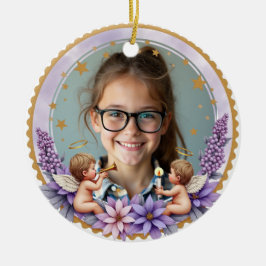 Ornamento De Cerâmica 2sided Memorial Cherub’s Light