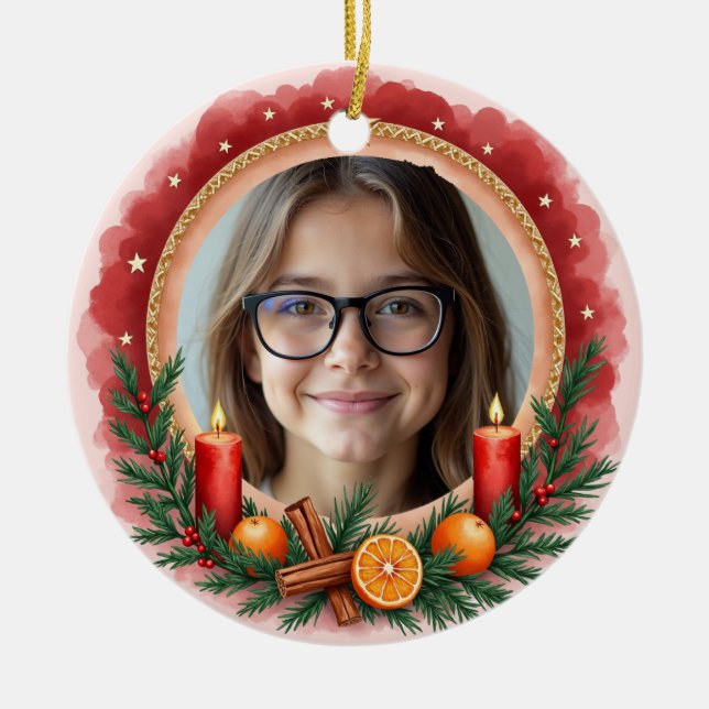 Ornamento De Cerâmica 2sided Memorial Christmas Candlelight Wishes (Frente)