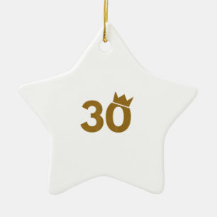 Ornamento De Cerâmica 30 Coroa Dourada - Presentes aniversário de 30 ano