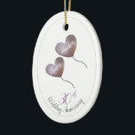 Ornamento De Cerâmica 30 Pearl Casamento Aniversário, marido e mulher pr<br><div class="desc">30 Pearl personalizado... casamento, casamento, casamento entre marido e dama de esposa. A design mostra 2 balões roxos com os nomes do homem e da esposa e lê, "30 aniversário de casamento". O texto também pode ser personalizado para outros aniversários, conforme desejado. As cartas e presentes também estão disponíveis neste...</div>