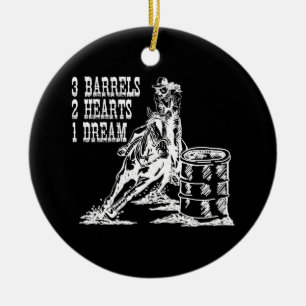 Ornamento De Cerâmica 3 Barris 2 Corações 1 Corrida de Barrel