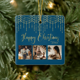 Ornamento De Cerâmica 3 Foto Colagem Rustic Garland Luz Cera Cerâmica