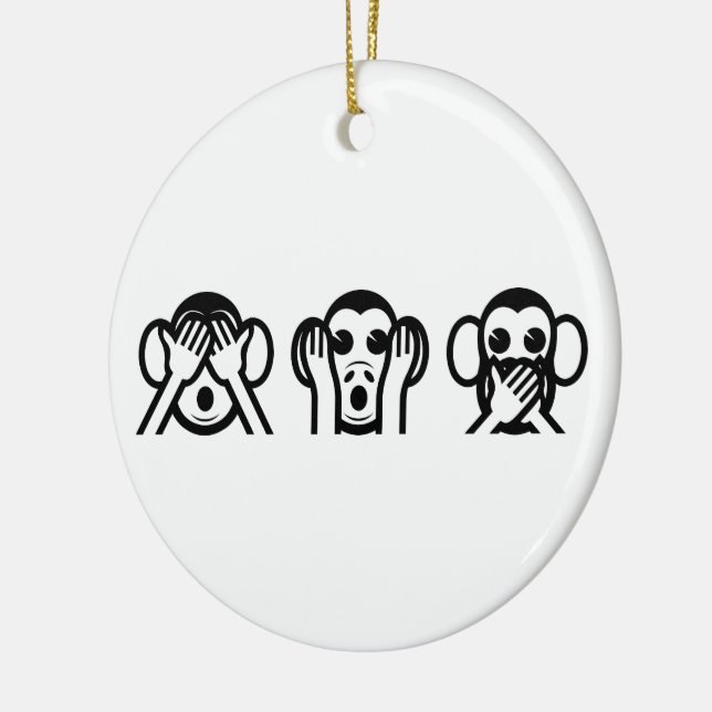 Ornamento De Cerâmica 3 macacos sábios Emoji (Esquerda)