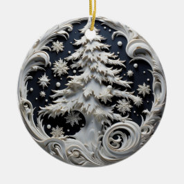 Ornamento De Cerâmica 3D Effect Christmas Tree Ornament | Custom Name