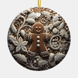 Ornamento De Cerâmica 3D Effect Gingerbread Ornament | Custom Name