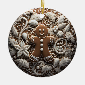 Ornamento De Cerâmica 3D Effect Gingerbread Ornament | Custom Name