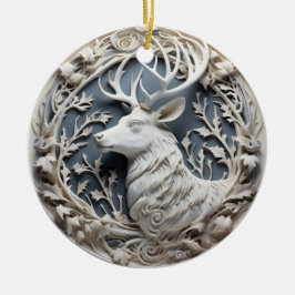 Ornamento De Cerâmica 3D Effect Reindeer Ornament | Custom Name