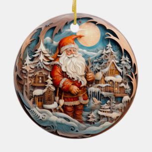 ORNAMENTO DE CERÂMICA 3D VINTAGEM DE NATAL TRADICIONAL SANTA CLAUS