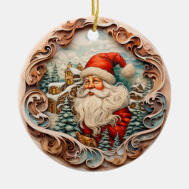 ORNAMENTO DE CERÂMICA 3D VINTAGEM DE NATAL TRADICIONAL SANTA CLAUS