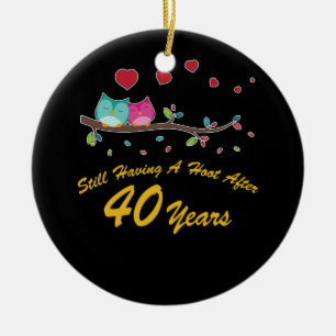 Ornamento De Cerâmica 40º aniversário de casamento Gifts Owl Casal