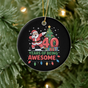Ornamento De Cerâmica 40 Anos Natal Aniversário Papai Noel Dabbing Natal