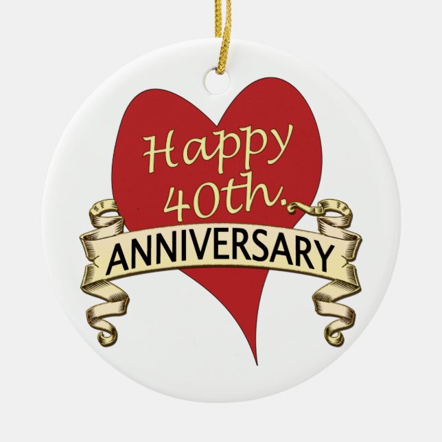 Ornamento De Cerâmica 40th. Aniversário (Frente)