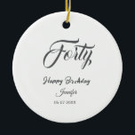 Ornamento De Cerâmica 40th forty letterbirthday add name date year gray<br><div class="desc">editable design</div>