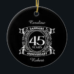 Ornamento De Cerâmica 45º aniversário do casamento crest da safira<br><div class="desc">Uma design romântica para celebrar o seu 45º ano de casamento. Se você quiser alguma ajuda para personalizar este design, por favor, entre em contato comigo, eles podem pedir a este botão do designer, logo abaixo deste texto. Esta crista de quarenta e cinco anos, quarenta e cinco anos de aniversário...</div>