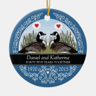 Ornamento De Cerâmica 45th aniversário de casamento personalizado,
