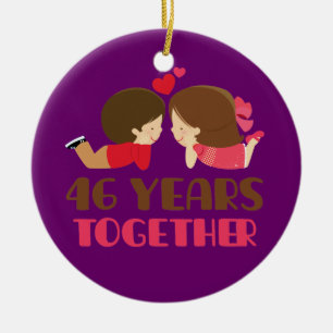 Ornamento De Cerâmica 46th Presente do aniversário de casamento para ela