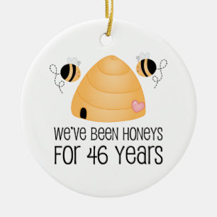 Ornamento De Cerâmica 46th Presente do casal do aniversário