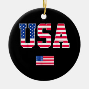 Ornamento De Cerâmica 4 de julho Camisa EUA Bandeira Americana Patriótic