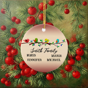 Ornamento De Cerâmica 4 Membros da família Nome personalizado Aves de Na