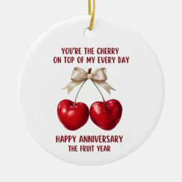 Ornamento De Cerâmica 4th Anniversary Card, Fruit Anniversary Ornament