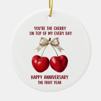Ornamento De Cerâmica 4th Anniversary Card, Fruit Anniversary Ornament