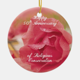 Ornamento De Cerâmica 50º Aniversário da Religião Rosa Rosa
