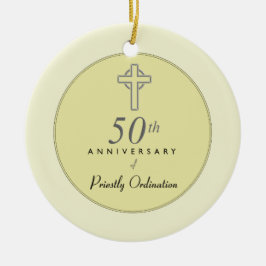 Ornamento De Cerâmica 50º aniversário do Padre com a Cruz Embriagada