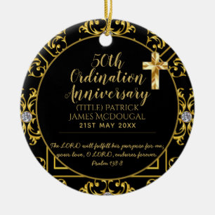 Ornamento De Cerâmica 50.º aniversário Personalizado da ordenação PR