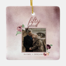 Ornamento De Cerâmica 50 anos de Rosa de casamento