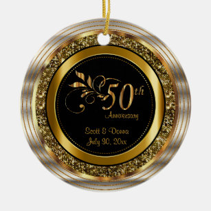 Ornamento De Cerâmica 50th aniversário dourado decorativo