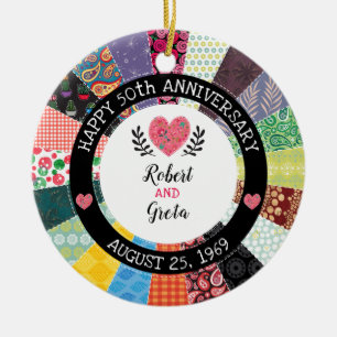 Ornamento De Cerâmica 50th aniversário personalizado, edredão de