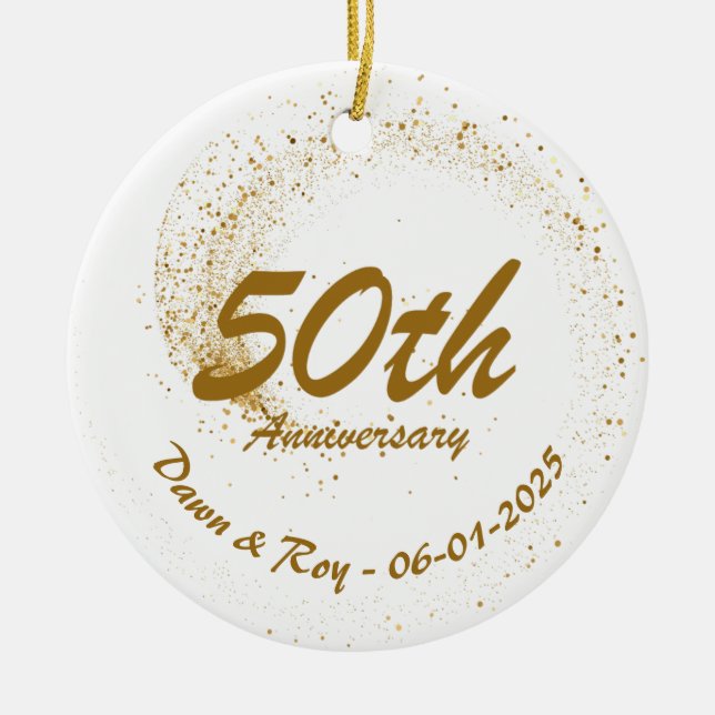 Ornamento De Cerâmica 50th Anniversary Ornament Metal ,Personalized Gold (Frente)