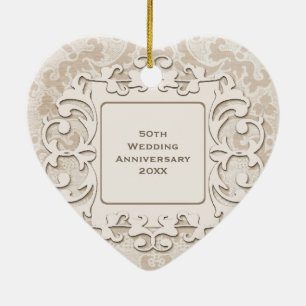 Ornamento De Cerâmica 50th Foto personalizada do aniversário de