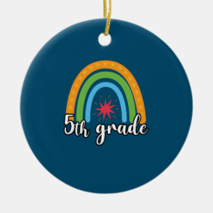 Ornamento De Cerâmica 5 Grau 5 Teacher Grau Rainbow Star