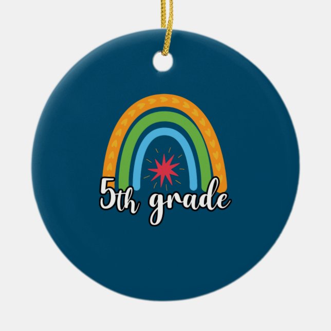 Ornamento De Cerâmica 5 Grau 5 Teacher Grau Rainbow Star (Frente)