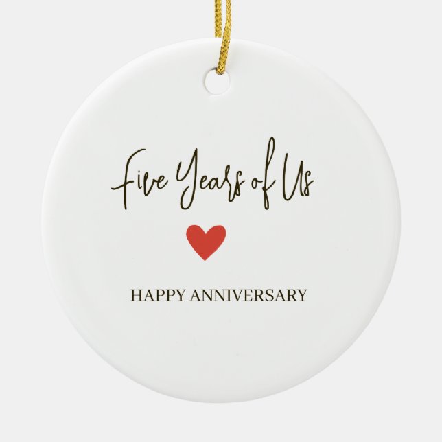 Ornamento De Cerâmica 5th Anniversary – Five Years of Us (Frente)