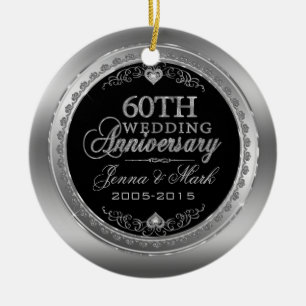 Ornamento De Cerâmica 60º aniversário de casamento