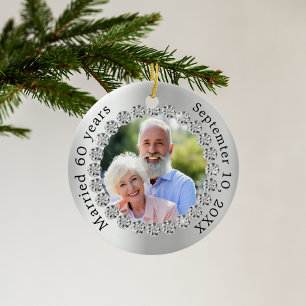 Ornamento De Cerâmica 60º aniversário do casamento de diamantes