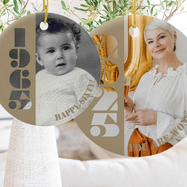 Ornamento De Cerâmica 60º Nascer de presente de aniversário em Ornament  (Criador carregado)