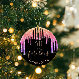 Ornamento De Cerâmica 60 Fabuloso aniversário do cintilador preto do arc