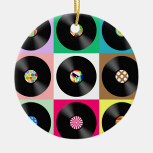 Ornamento De Cerâmica 60 Retro Vintage Vinyl Record Pop Art
