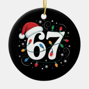 Ornamento De Cerâmica 67 Natal Número Sessenta e Sete Xmas Papai Noel Cr
